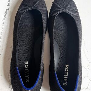 Rothy's Black Ballet Flats with Bow Detail